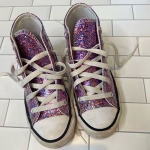Girls Converse Sparkling Glitter High Tops